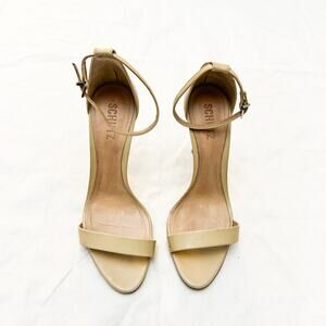 Schutz Slingback Open Toe Stiletto Sandal Cream Nude Open Toe Size 8